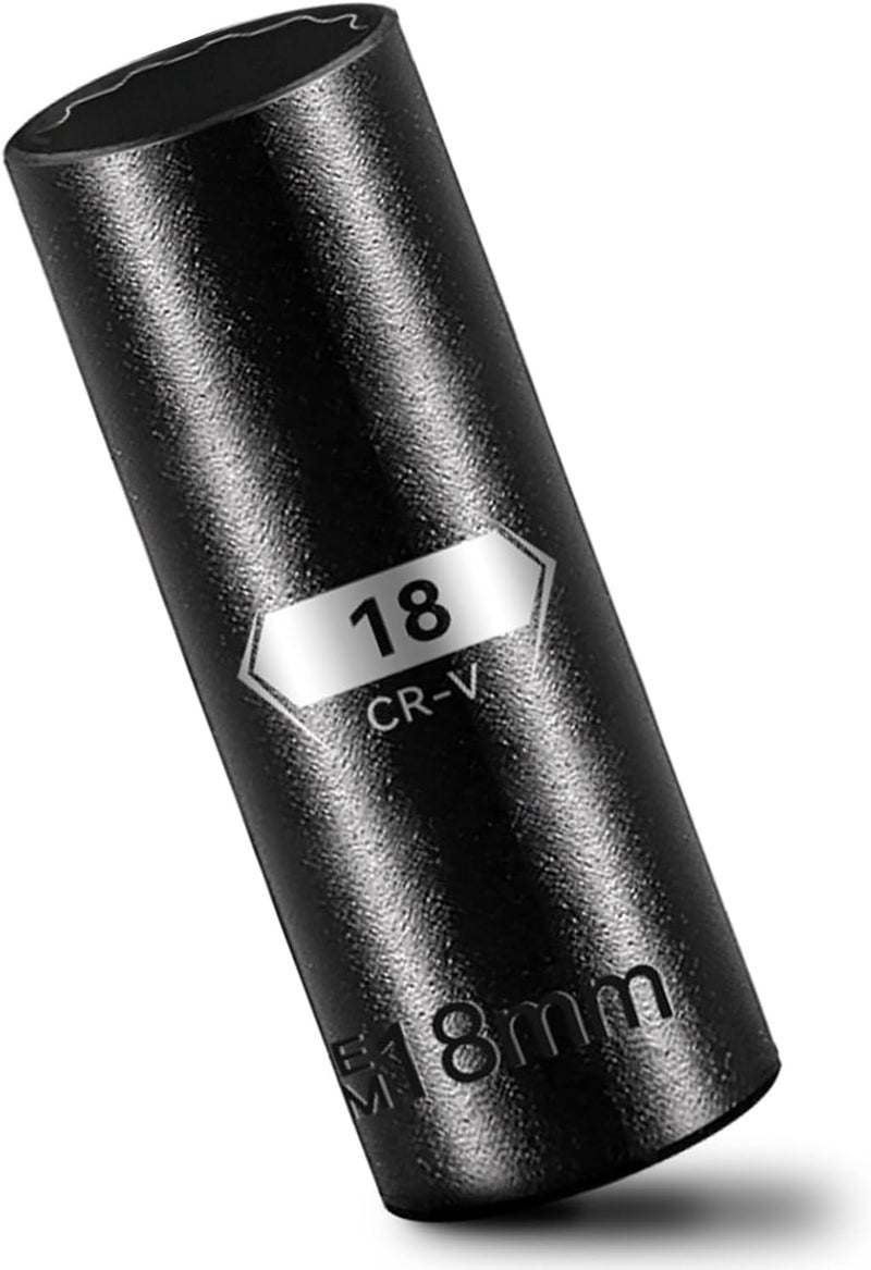 BLACKROBOT 18 mm 12-Point Deep Impact Socket, 1/2 Inch Drive, Metric, Cr-V Steel With Black Manganese Phosphate Coating - Image 1